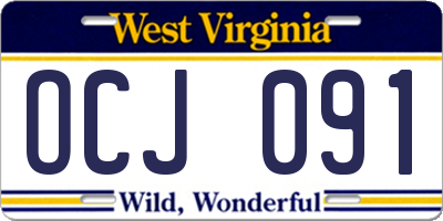 WV license plate OCJ091