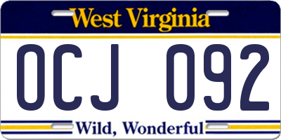 WV license plate OCJ092