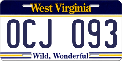 WV license plate OCJ093
