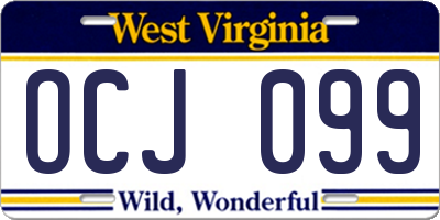 WV license plate OCJ099
