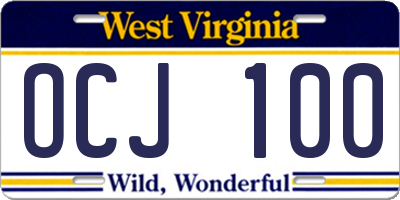 WV license plate OCJ100