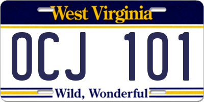 WV license plate OCJ101