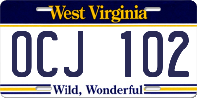 WV license plate OCJ102