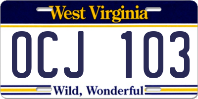 WV license plate OCJ103