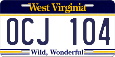 WV license plate OCJ104