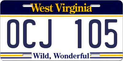 WV license plate OCJ105