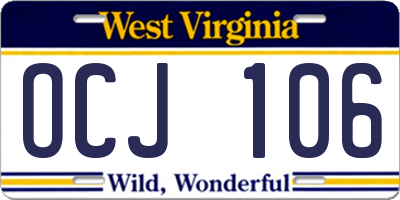 WV license plate OCJ106