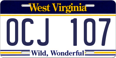 WV license plate OCJ107