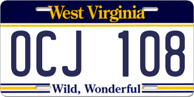 WV license plate OCJ108