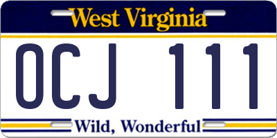 WV license plate OCJ111