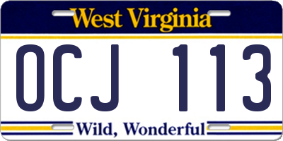 WV license plate OCJ113