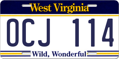 WV license plate OCJ114