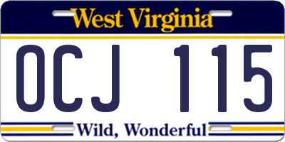 WV license plate OCJ115