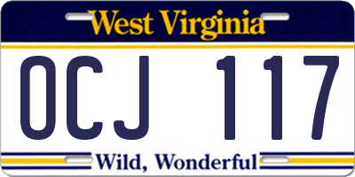 WV license plate OCJ117