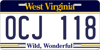 WV license plate OCJ118