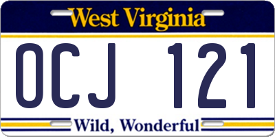 WV license plate OCJ121