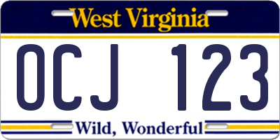 WV license plate OCJ123