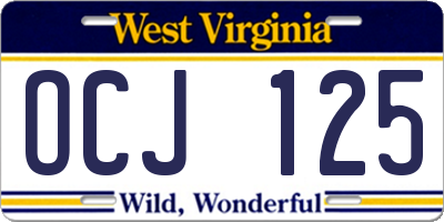 WV license plate OCJ125