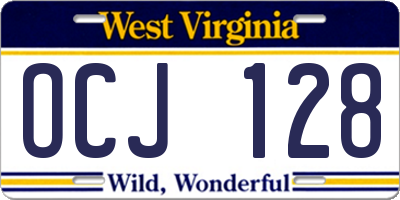 WV license plate OCJ128