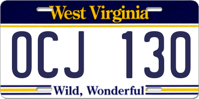 WV license plate OCJ130