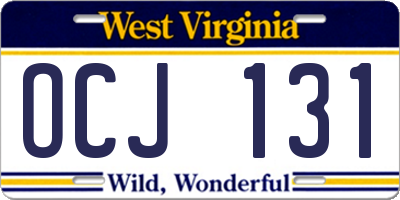WV license plate OCJ131