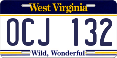 WV license plate OCJ132