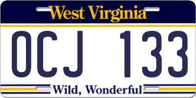 WV license plate OCJ133