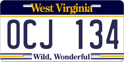 WV license plate OCJ134