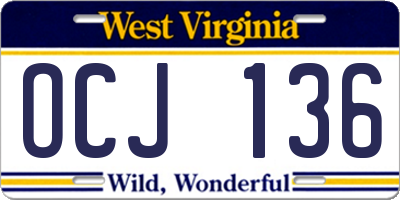 WV license plate OCJ136