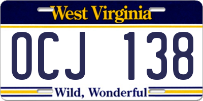 WV license plate OCJ138