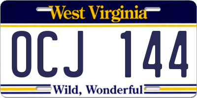WV license plate OCJ144