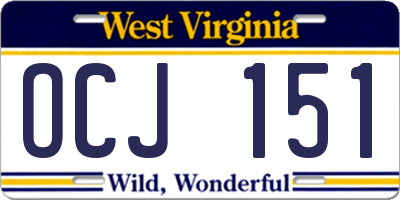 WV license plate OCJ151