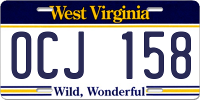 WV license plate OCJ158