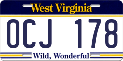 WV license plate OCJ178
