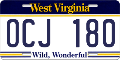 WV license plate OCJ180