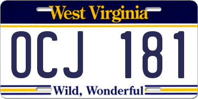 WV license plate OCJ181