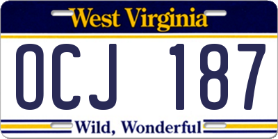 WV license plate OCJ187