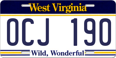 WV license plate OCJ190
