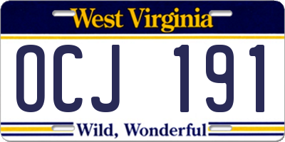 WV license plate OCJ191