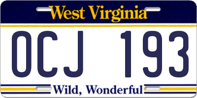 WV license plate OCJ193