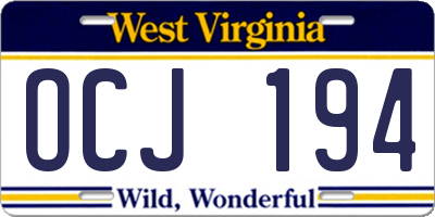WV license plate OCJ194