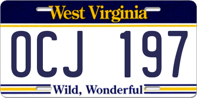 WV license plate OCJ197
