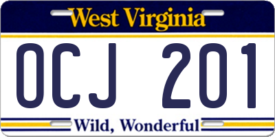 WV license plate OCJ201