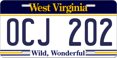 WV license plate OCJ202