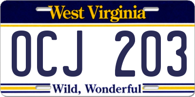 WV license plate OCJ203