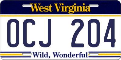 WV license plate OCJ204