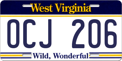 WV license plate OCJ206