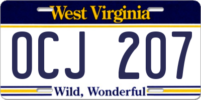 WV license plate OCJ207