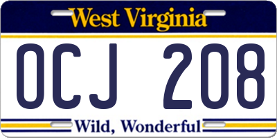 WV license plate OCJ208