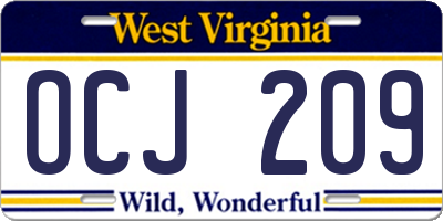 WV license plate OCJ209